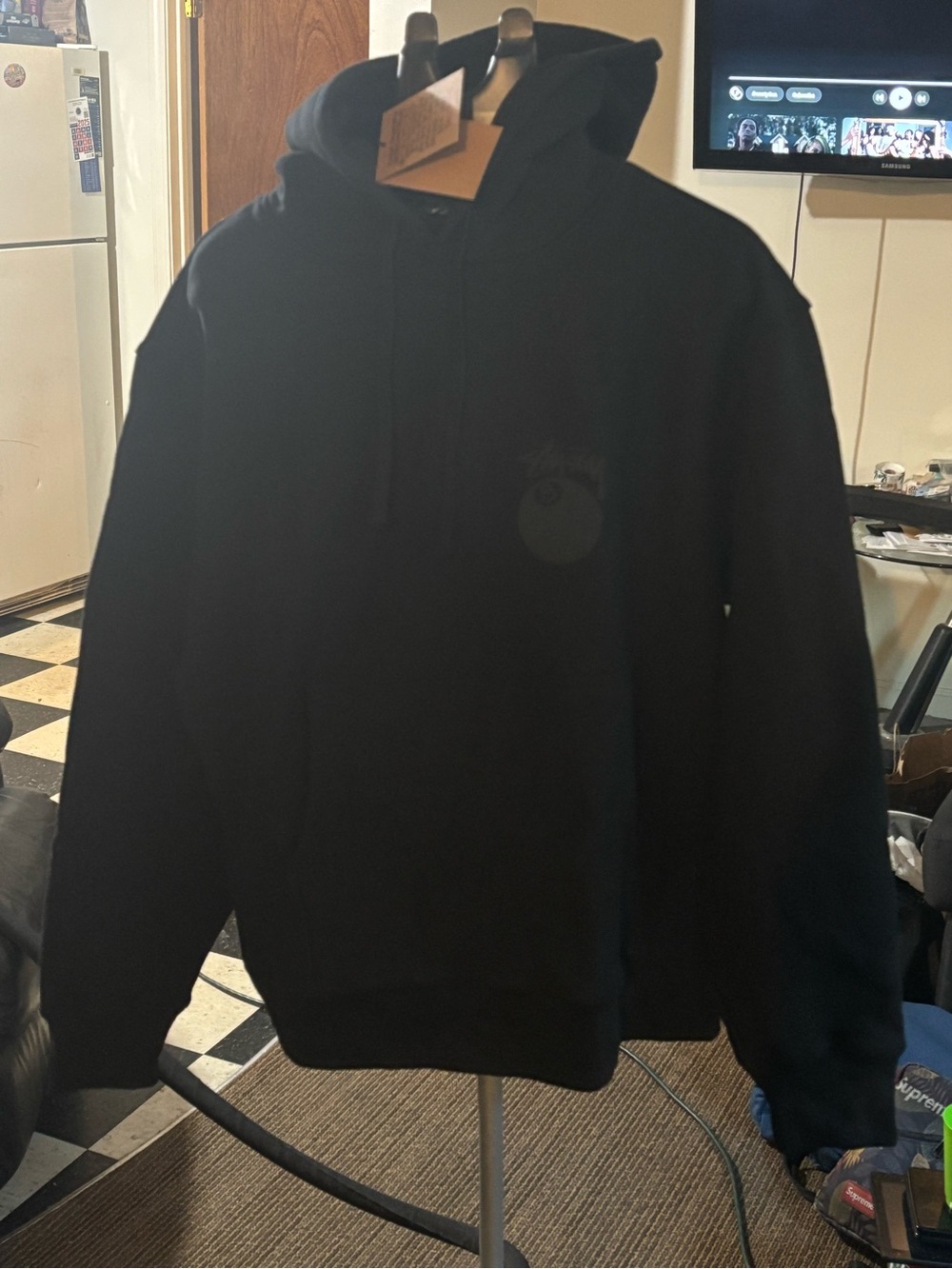 Stussy Black Pullover Hoodie eight ball hoodie